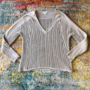 Helmut Lang Light Grey Knit V Neck Sweater
